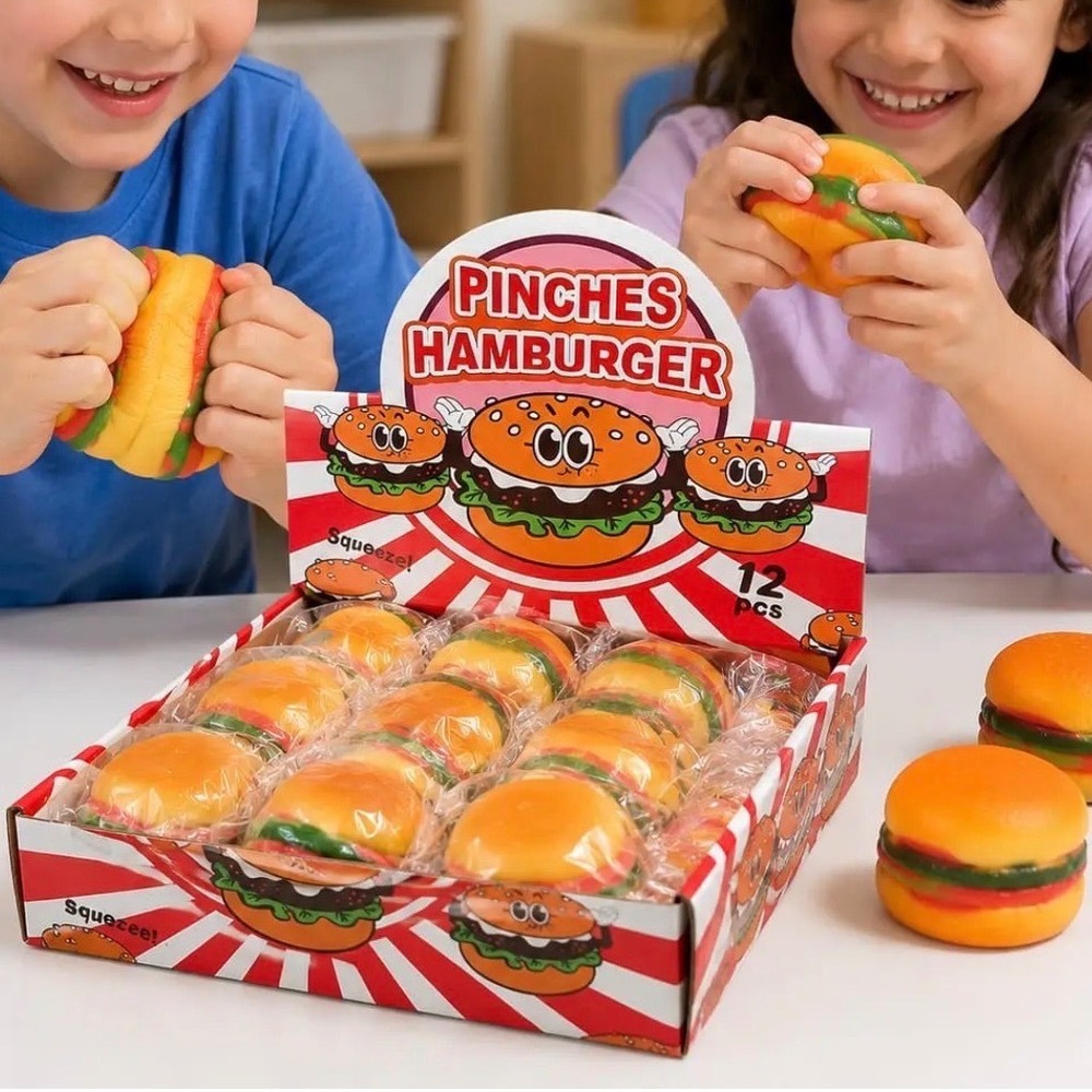 Medium Pinches Hamburger Squishy Toy Stress Relief Sensory Fidget Squish NEW